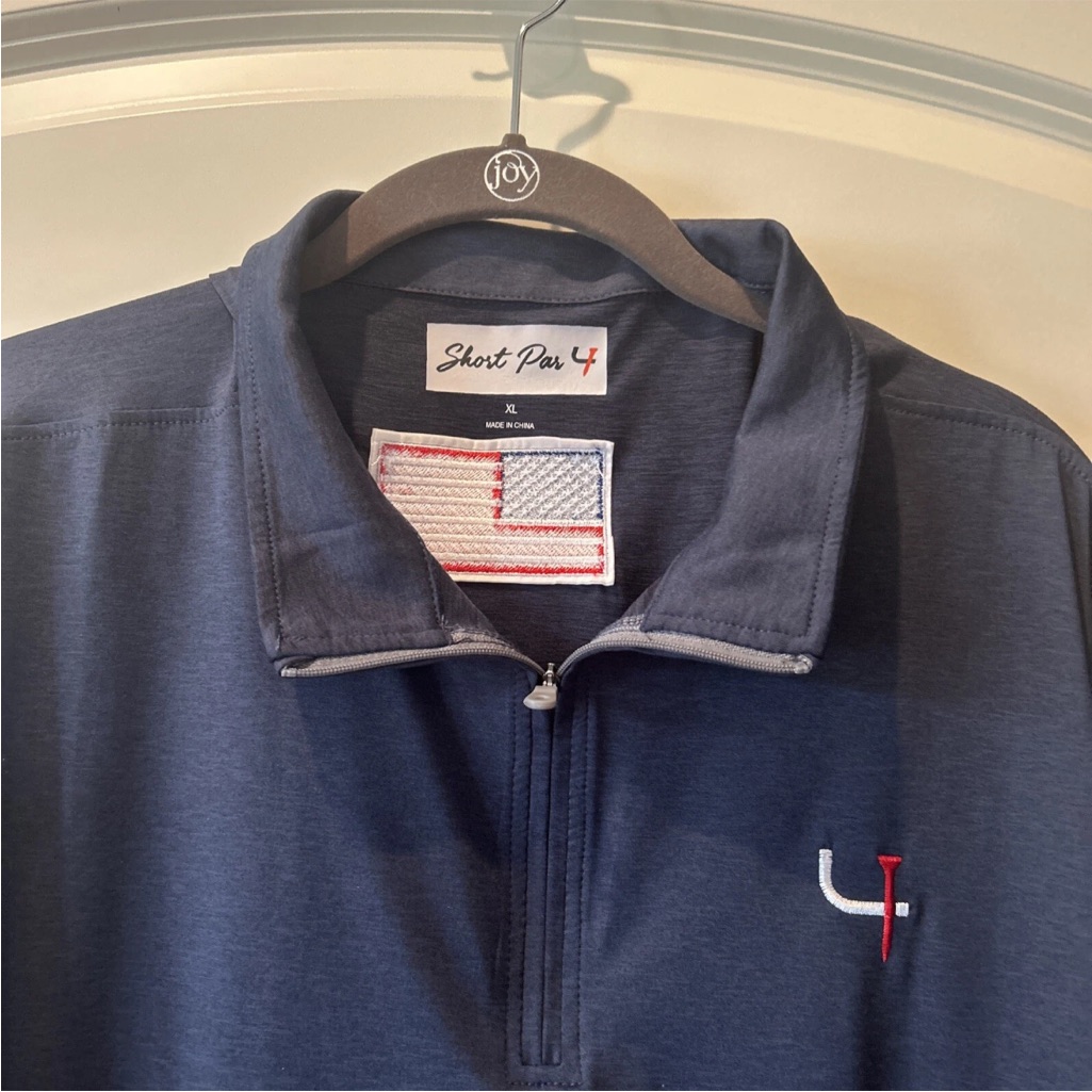 Short Par 4 Navy Quarter-Zip Pullover Long Sleeve Mens Xl 3450